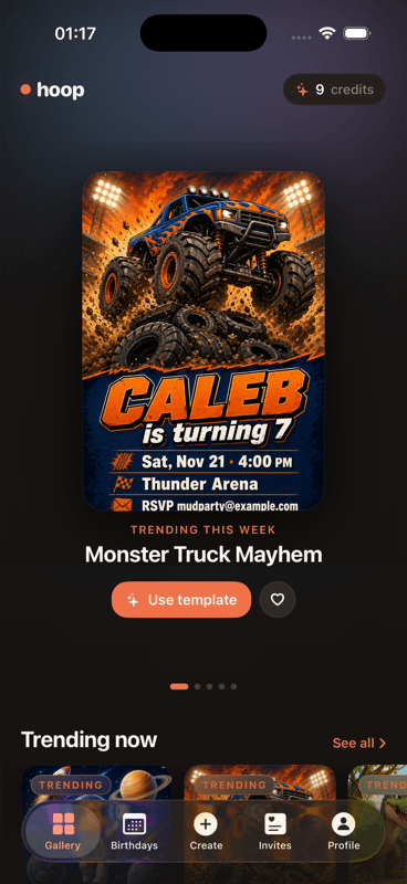 Hoop gallery — featured template of the week